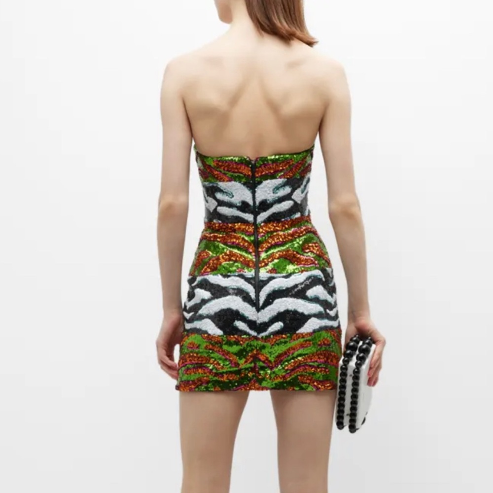 Halpern Contoured Colorblock Sequin Mini Dress (Z… - image 5